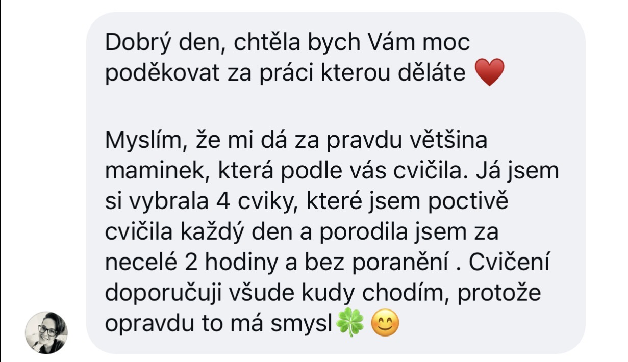 Poděkování klientky za práci Terezy
