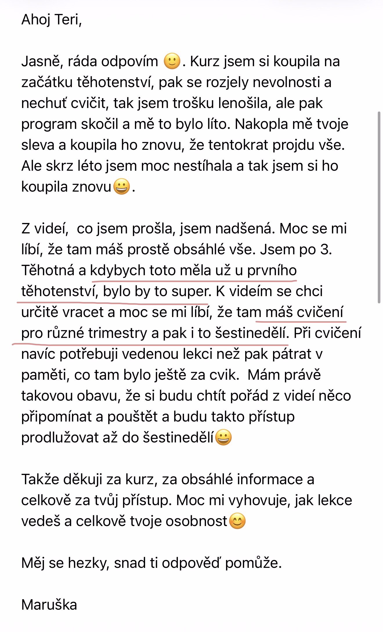 příprava na porod online cvičení
